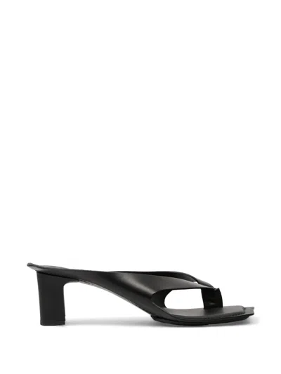 Mm6 Maison Margiela Heel Mules Strappy Square Open Toe In Black