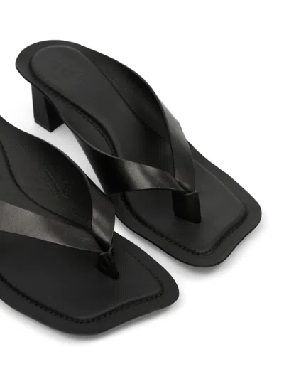 Mm6 Maison Margiela Heel Mules Strappy Square Open Toe In Black