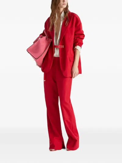 Fendi Collared Jacket Elasticated Cuffs Front Pockets In Red