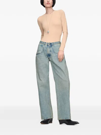 Maison Margiela Straight-leg Jeans With Exaggerated Pocket In Black