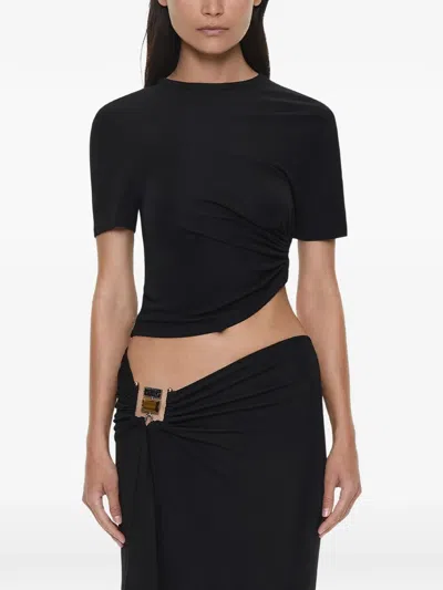 Christopher Esber Bezel Quartz Ruched Tee T-shirt In Black