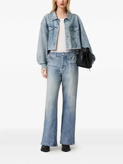 Allsaints X Anders Terry Illusion Buttoned Crop Jacket In Blue