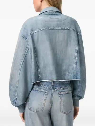 Allsaints X Anders Terry Illusion Buttoned Crop Jacket In Blue