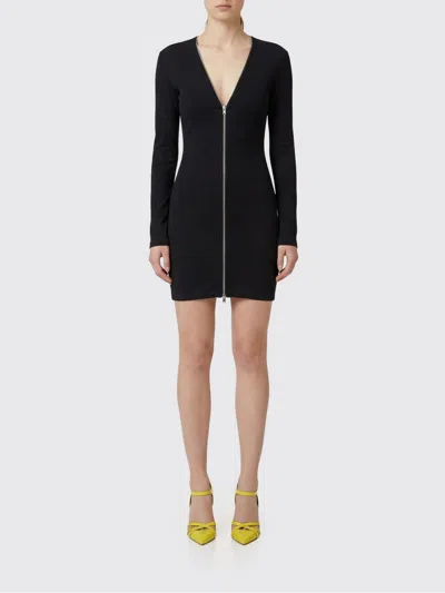 Alexander Wang Black Continuous Zipper V-neck Mini Dress