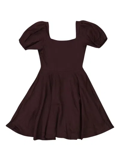 Callipygian 퍼프 소매 미니 드레스 In Brown