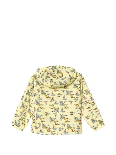 Guess Patterned Hooded Jacket In Yellow