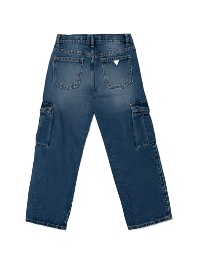 Guess Buttoned Cargo Jeans In Blue