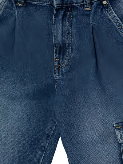 Guess Buttoned Cargo Jeans In Blue