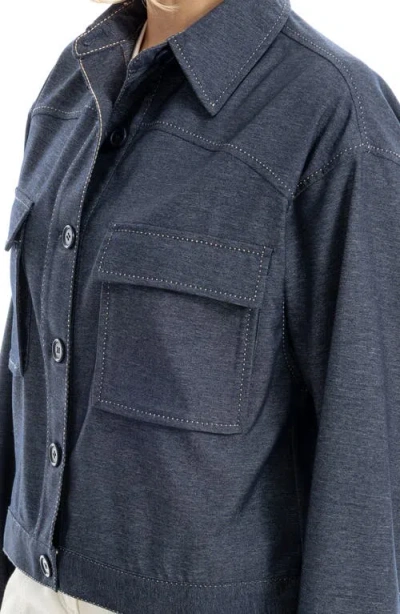 Max Studio Knit Jacket In Blue