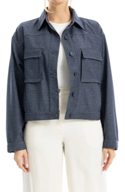Max Studio Knit Jacket In Blue