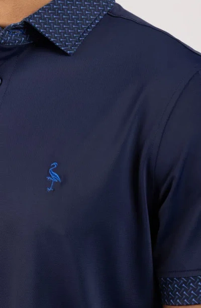 Tailorbyrd Micro Perforated Performance Polo In Blue