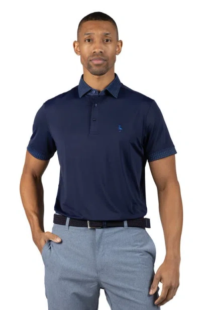 Tailorbyrd Micro Perforated Performance Polo In Blue