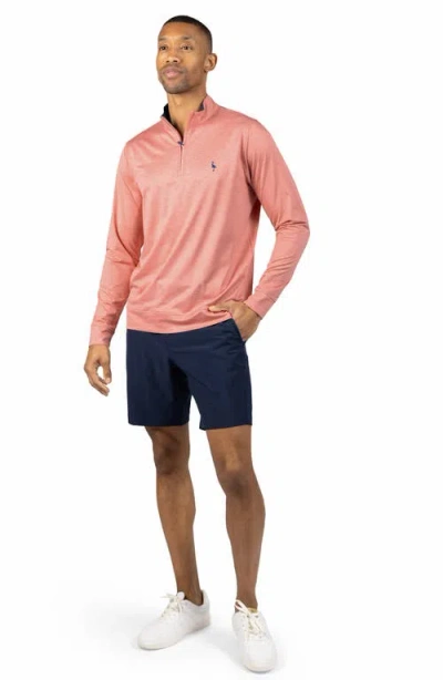 Tailorbyrd Mélange Mesh Performance Quarter Zip Pullover In Pink