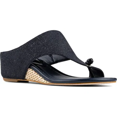 Donald Pliner Vesna Toe Loop Wedge Sandal In Blue