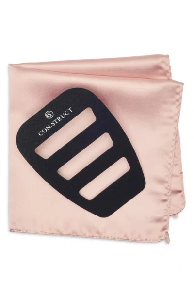 Construct Solid Satin Pocket Square In Pink