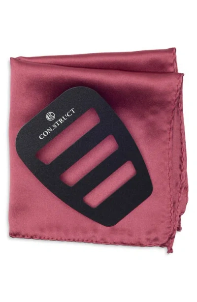 Construct Solid Satin Pocket Square In Pink