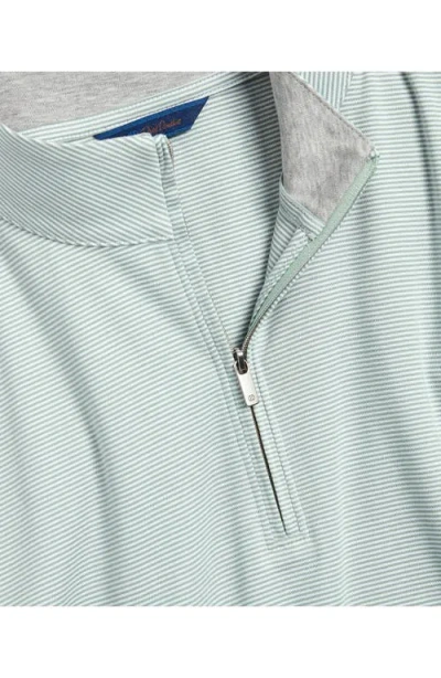David Donahue Stripe Quarter Zip Pullover Sweater In Gray