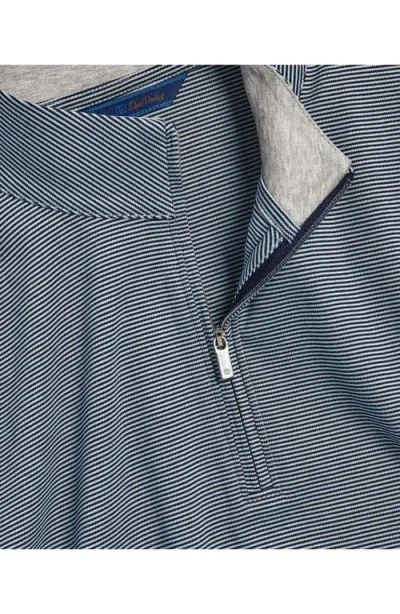 David Donahue Stripe Quarter Zip Pullover Sweater In Blue
