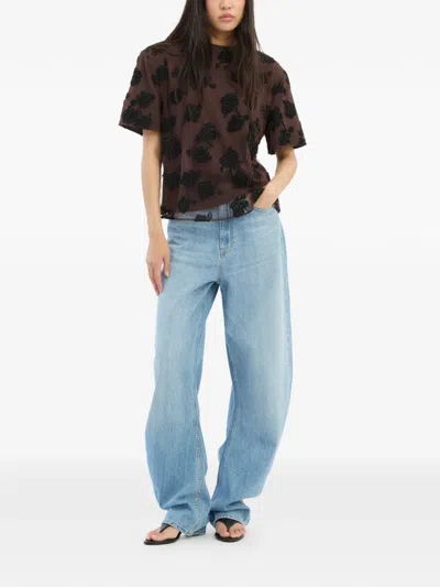 Rotate Birger Christensen Beaded Oversized Top In Brown
