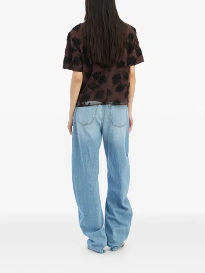 Rotate Birger Christensen Beaded Oversized Top In Brown