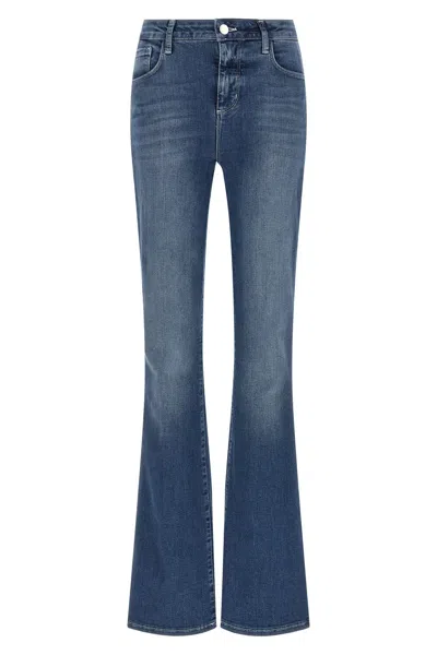 L'agence Flared Stone-washed Jeans In Blue