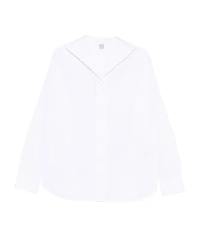 Totême Cotton Shirt Long Sleeves Curved Hem In White