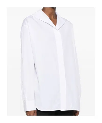 Totême Cotton Shirt Long Sleeves Curved Hem In White