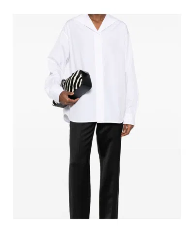 Totême Cotton Shirt Long Sleeves Curved Hem In White