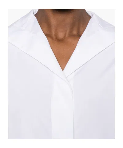 Totême Cotton Shirt Long Sleeves Curved Hem In White