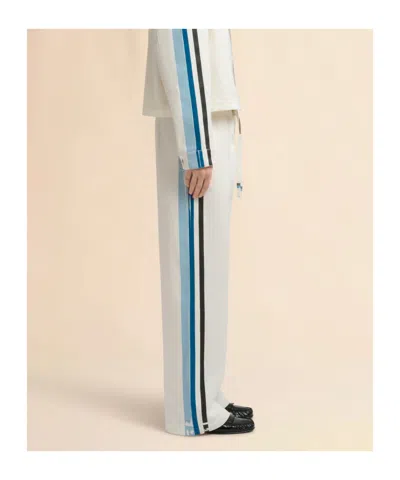 Marni Contrast Stripe Cotton Wide Leg Track Pants In White