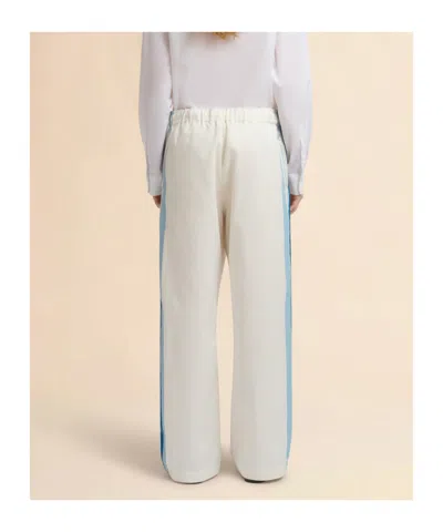 Marni Contrast Stripe Cotton Wide Leg Track Pants In White