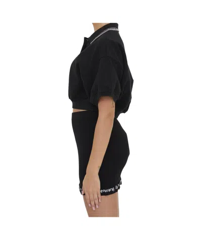 Alexander Wang Women Cropped Cotton Polo Shirt In Black