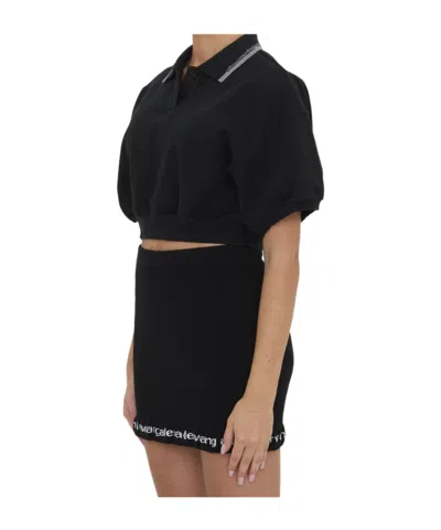 Alexander Wang Women Cropped Cotton Polo Shirt In Black
