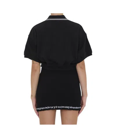 Alexander Wang Women Cropped Cotton Polo Shirt In Black