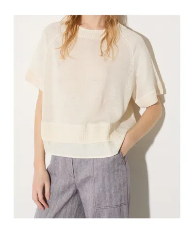 Maxco. Linen Blend Knit T-shirt In White