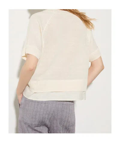 Maxco. Linen Blend Knit T-shirt In White