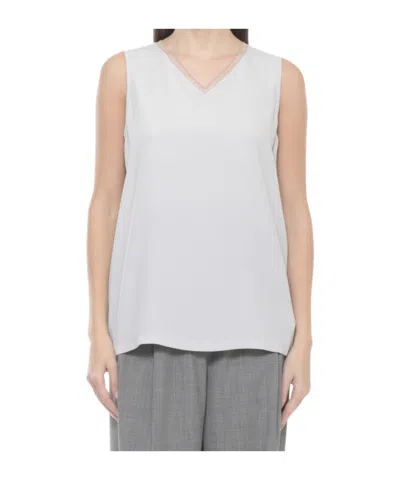 Fabiana Filippi Enver Satin Front Back Top With Filo Diamante Detail In White