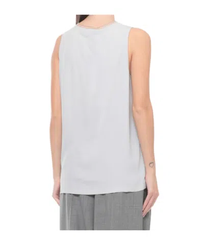 Fabiana Filippi Enver Satin Front Back Top With Filo Diamante Detail In White