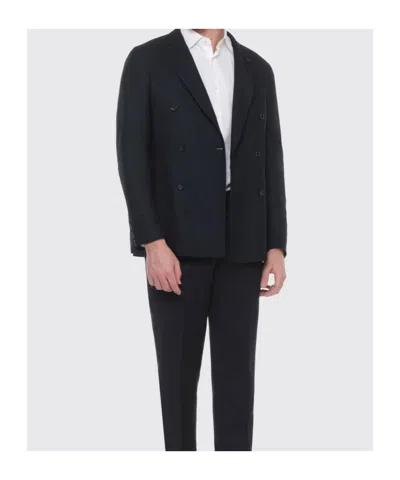 Lardini Double-breasted Peak-lapel Blazer In Blue
