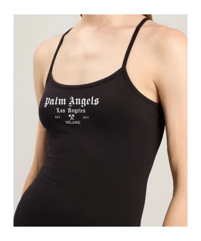 Palm Angels Women Black Logo Scoop Neck Mini Dress, Xs Luxury Dresses For Women Darveys