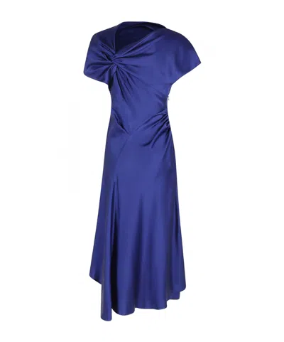 Victoria Beckham Cap Sleeve Midi Dress In Bright Indigo In Blue