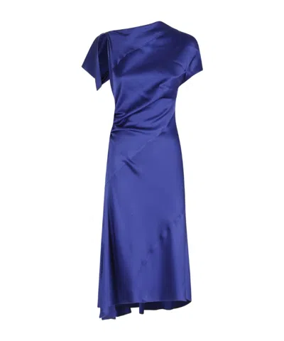 Victoria Beckham Cap Sleeve Midi Dress In Bright Indigo In Blue