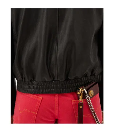 Versace Leather Blouson In Black