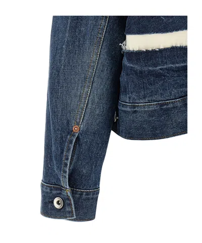 Sacai Patchwork-design Denim Jacket In Blue