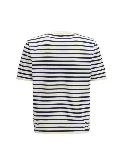 Prada Cotton Crew Neck Striped Logo T-shirt In White