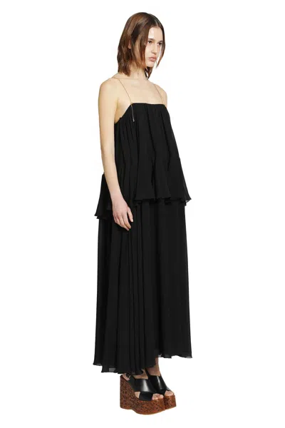Chloé Long Sleeveless Dress In Silk Georgette In Black