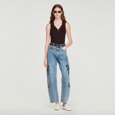 Sandro Womens Brown Ribbed Polo-collar Knitted Bodysuit