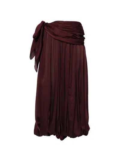 Zimmermann Luna Draped Silk Wide-leg Pants In Burgundy