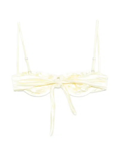 Isa Boulder Static Weave Bikini Top In White