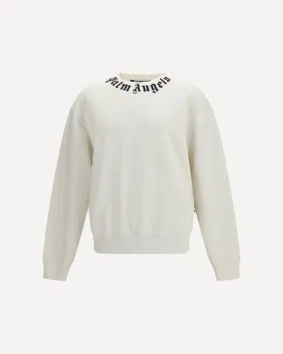 Palm Angels Relaxed-fit Cotton Sweatshirt With Signature Print In White